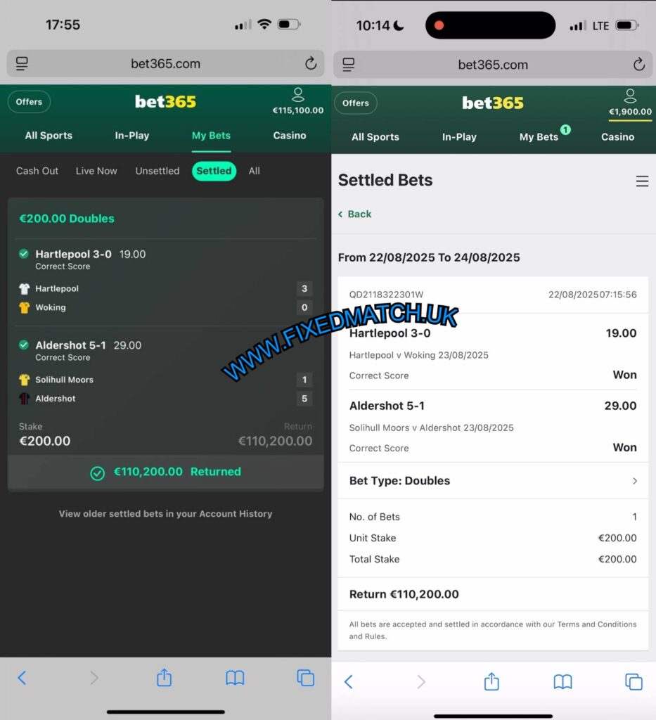 BET365 FOOTBALL SURE FIXED MATCHES TIPS