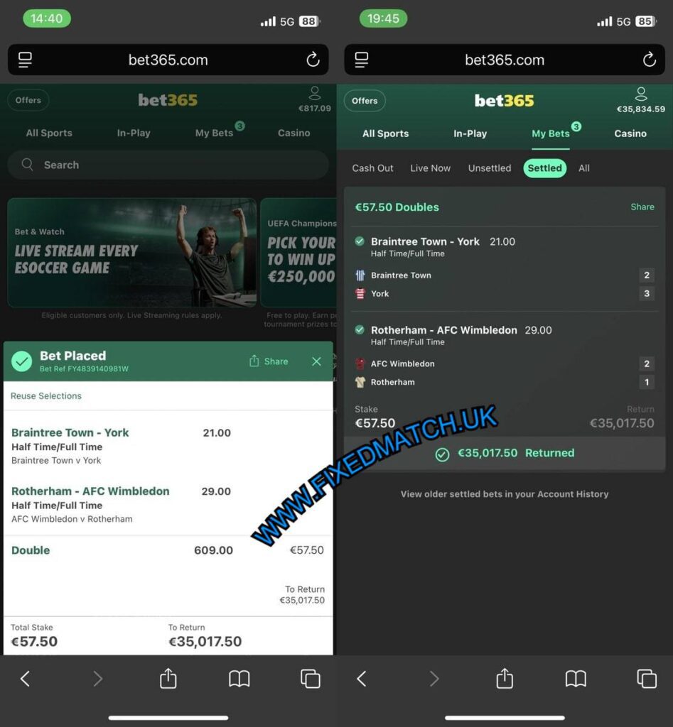 UK BET365 FIXED GAMES