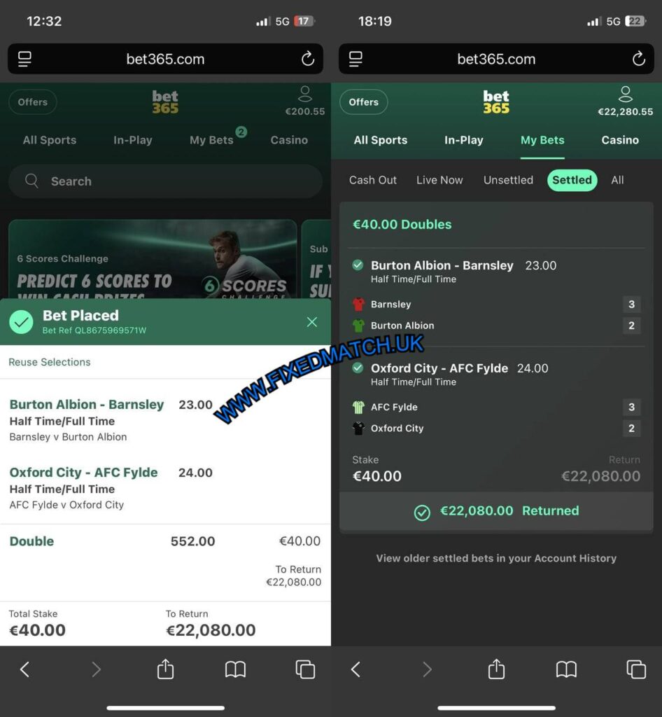 UK BET365 HTFT BETTING TIPS 21 12