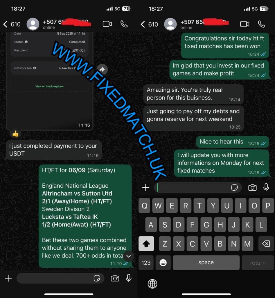 UK WHATSAPP HTFT FIXED MATCHES TIPS