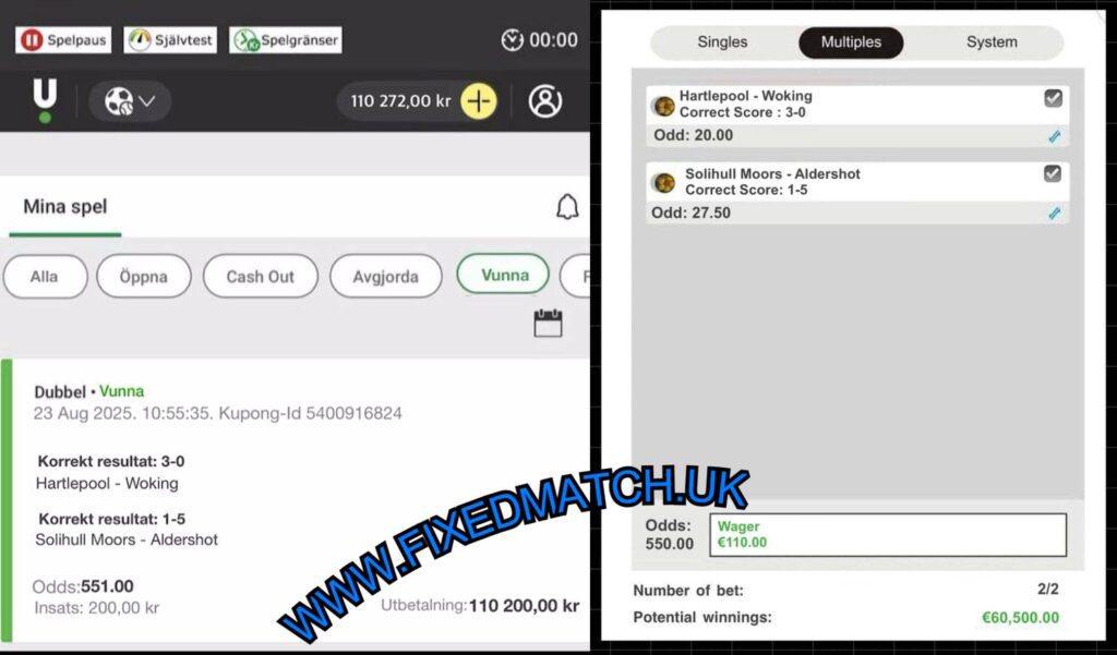 UNIBET CORRECT SCORE FIXED MATCHES BET